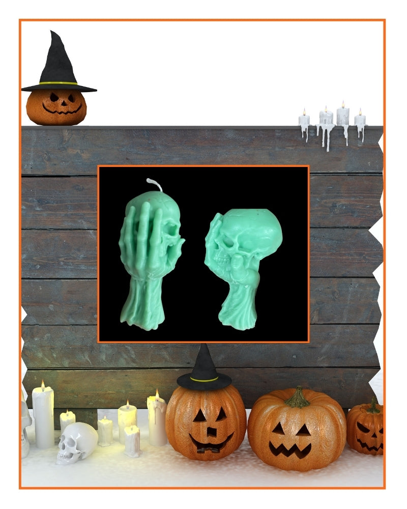 Skull in Hand Candle