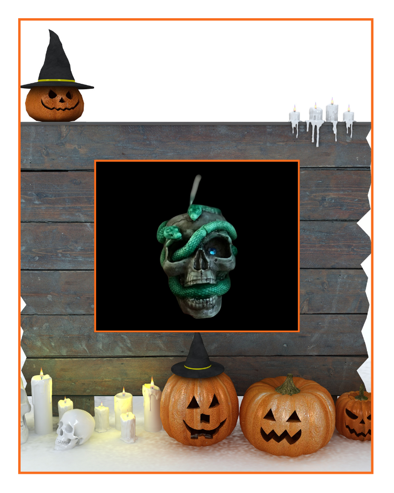 Halloween Skull with Snake candle