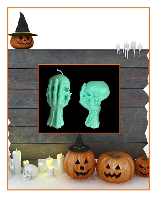 Skull in Hand Candle